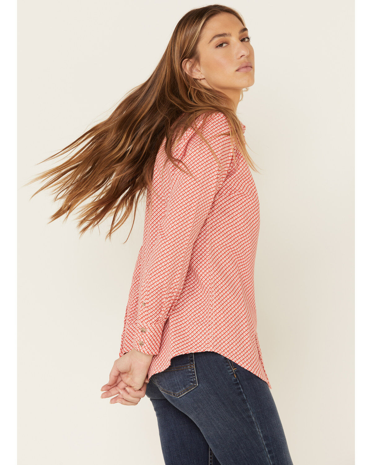 Ariat Women's Boot Barn Exclusive FR Sofia Geo Print Long Sleeve Button Down Work Shirt