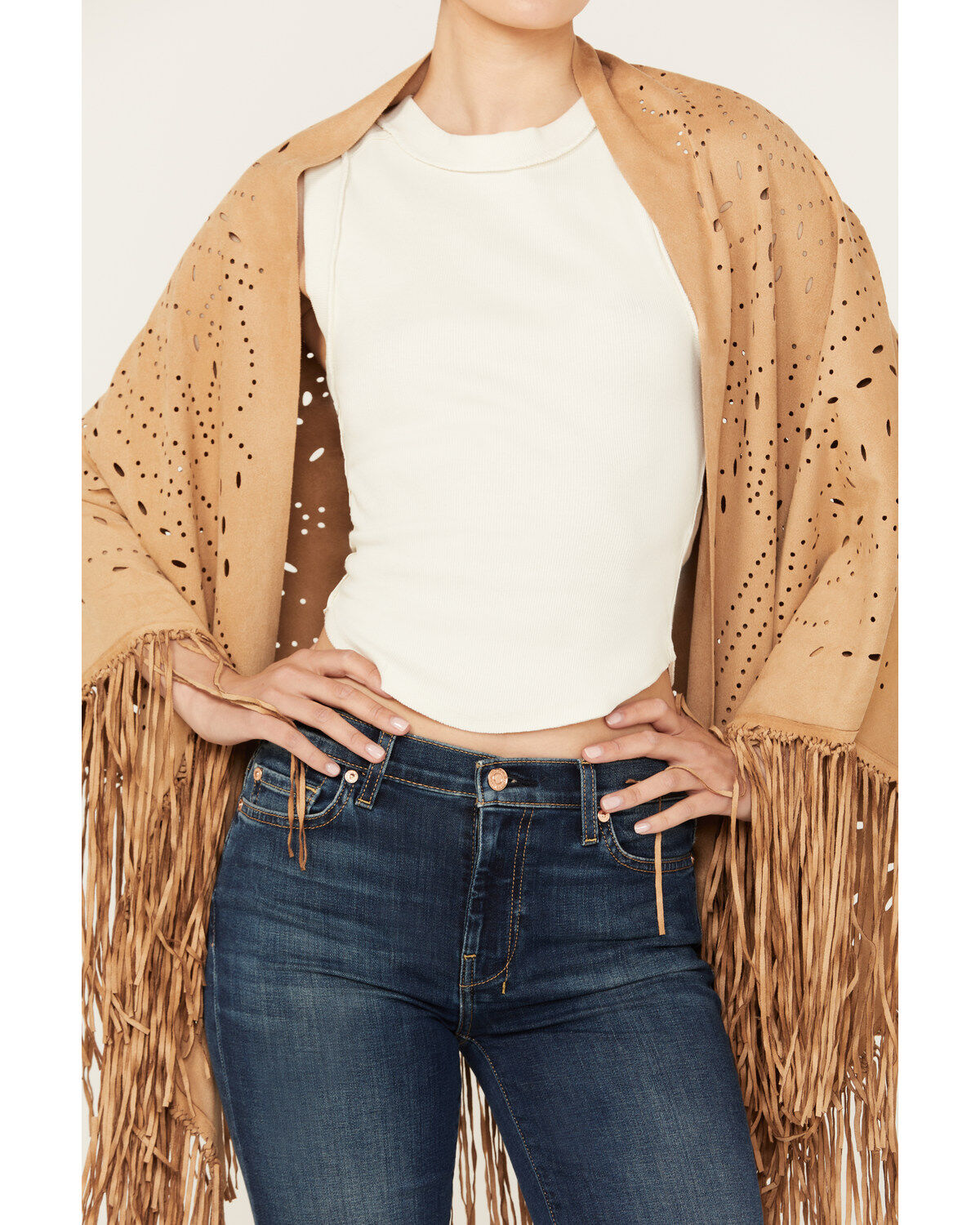 Shyanne Women's Faux Suede Laser Cut Wrap