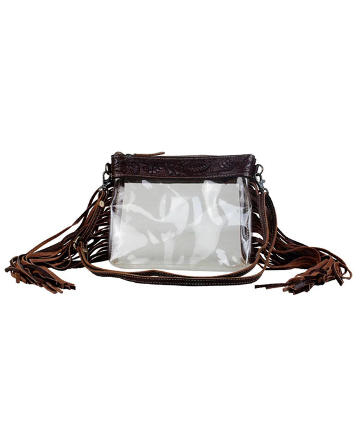 Montana West Women's Fringe Stadium Clear Crossbody Bag