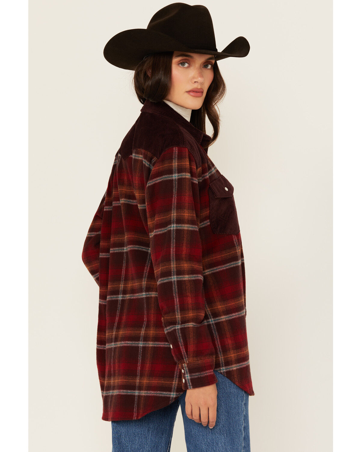 Wrangler Retro Women's Plaid Print Long Sleeve Snap Western Shirt