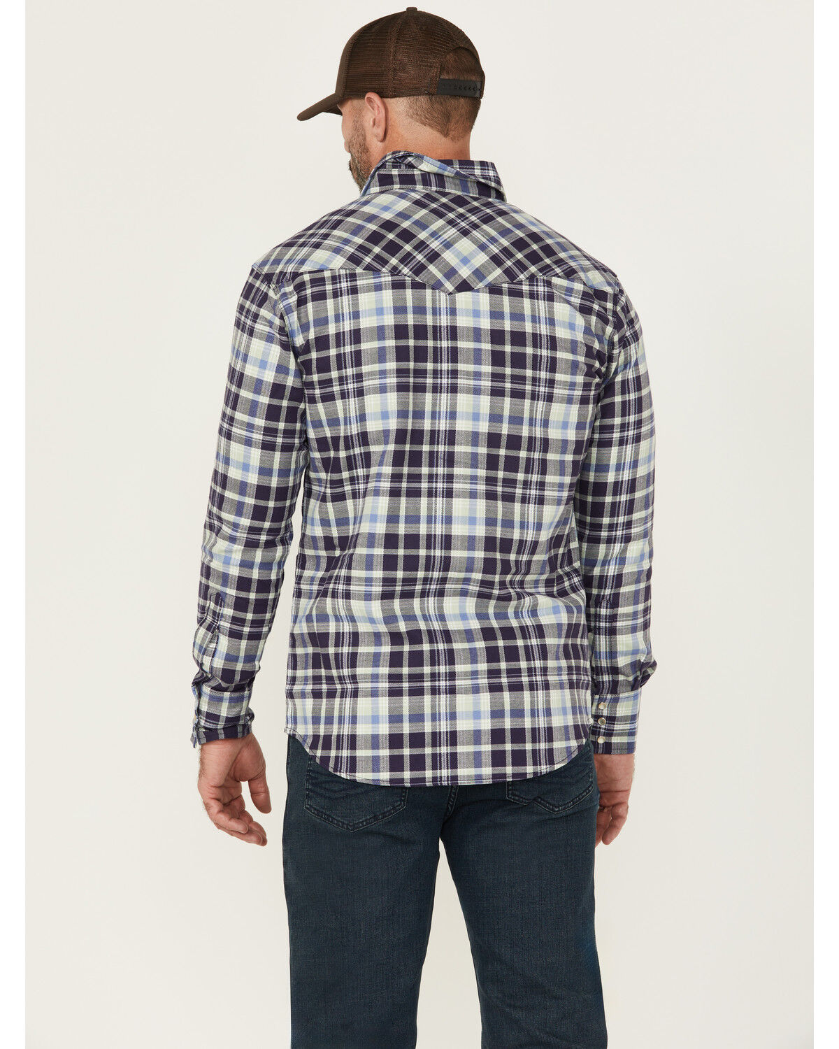 Wrangler Men's FR Plaid Print Long Sleeve Snap Work Shirt