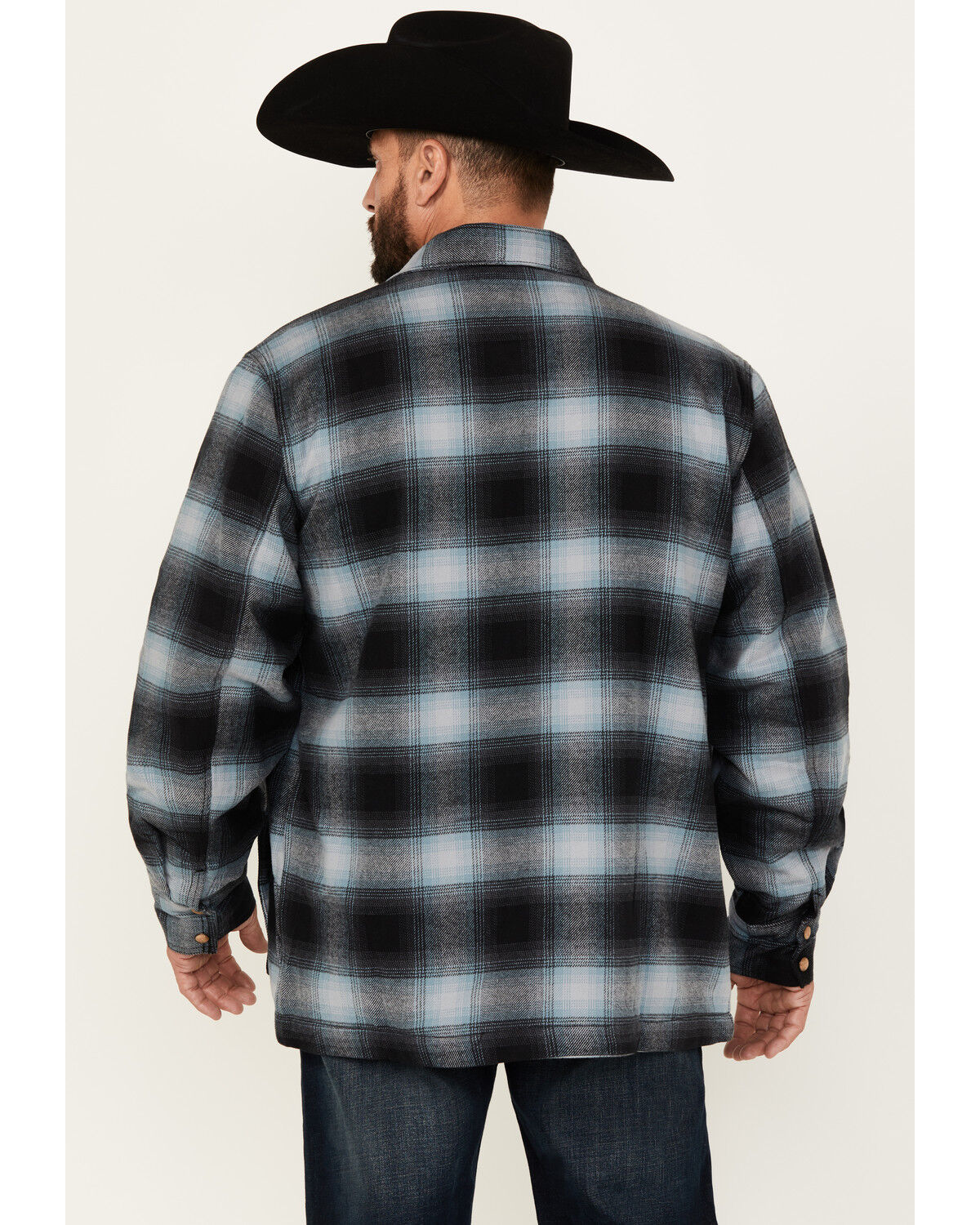 Wrangler Men's Hombre Sherpa Lined Plaid Print Snap Flannel Shirt Jacket