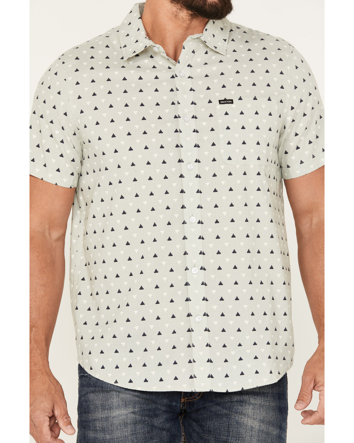 Brixton Men's Charter Geo Print Short Sleeve Stretch Button-Down Shirt