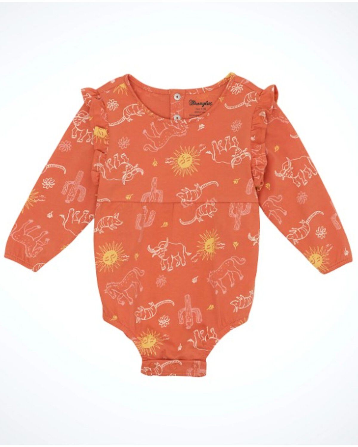 Wrangler Infant Girls' Cactus Print Long Sleeve Snap Onesie