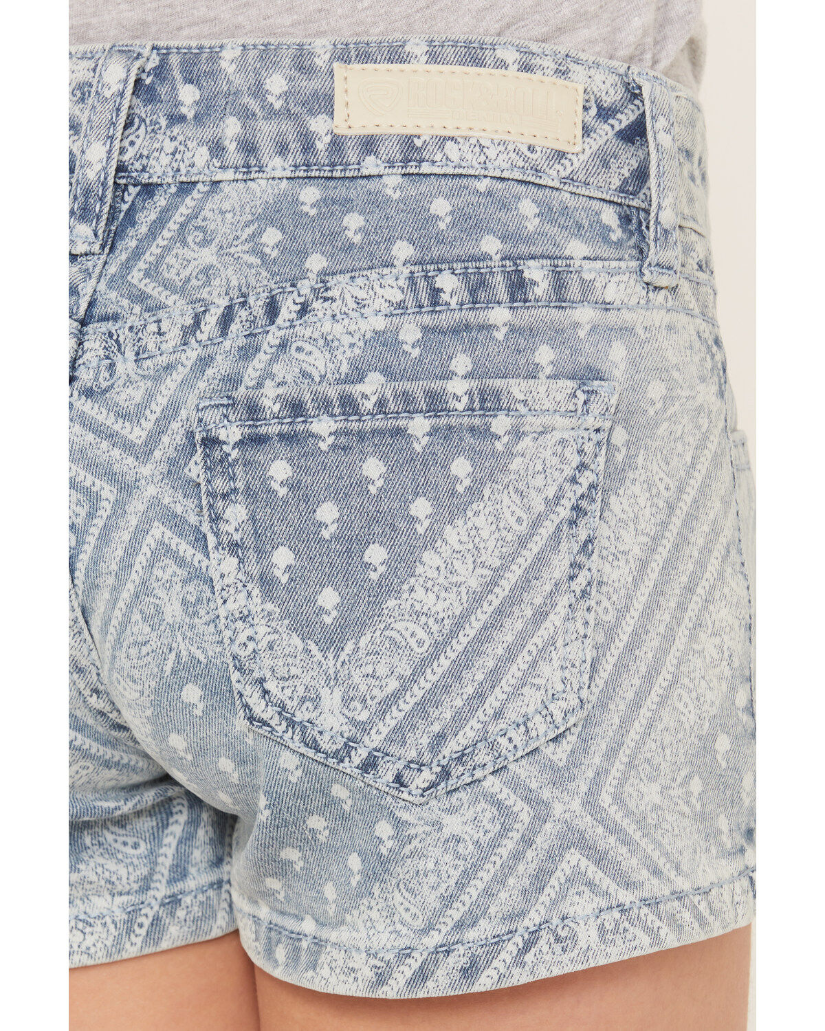Rock & Roll Denim Girls' Light Wash Bandana Print Shorts