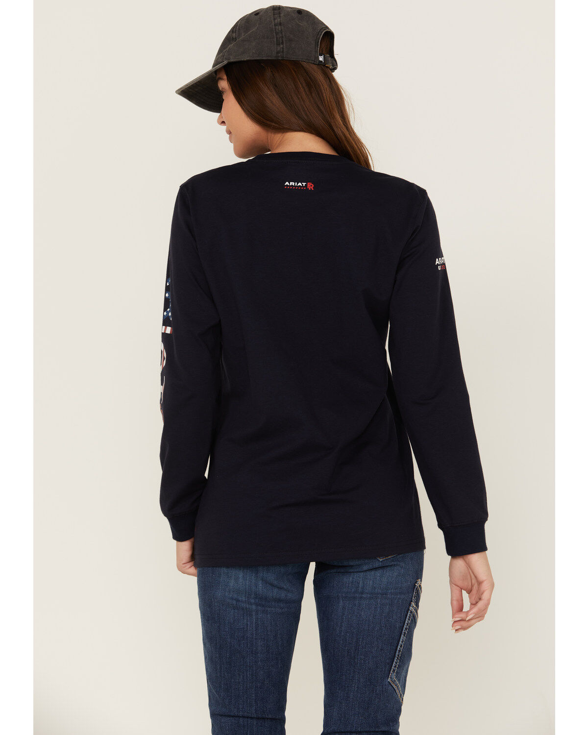 Ariat Women's FR USA Stretch Logo Long Sleeve Work Pocket T-Shirt