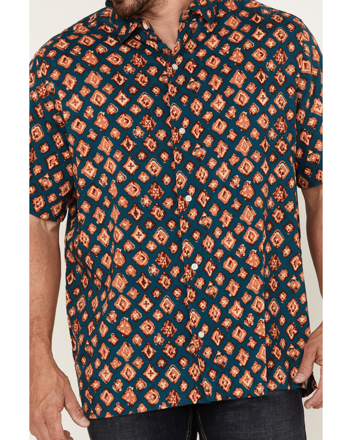 Gibson Men's Honky Tonk Southwestern Print Short Sleeve Button-Down Western Shirt