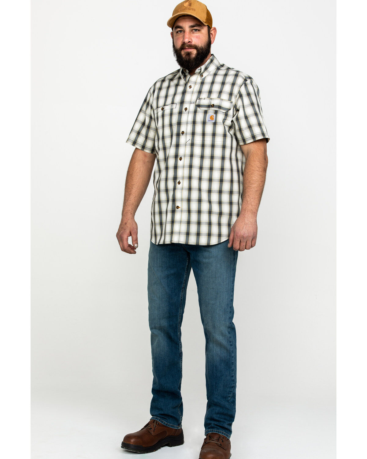 Carhartt Men's Plaid Print Rugged Flex Rigby Short Sleeve Work Shirt