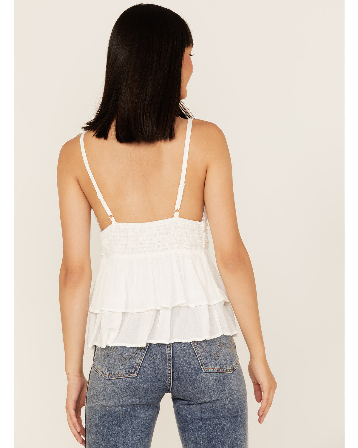 Tempted Women's Crochet Ruffle Crop Cami Top