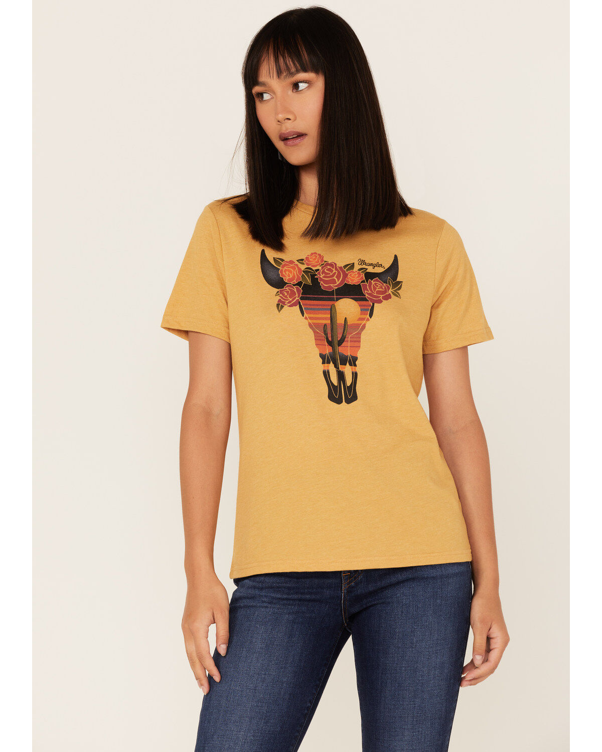 Wrangler Women's Boot Barn Exclusive Desert Sunset Steer Head Graphic Tee