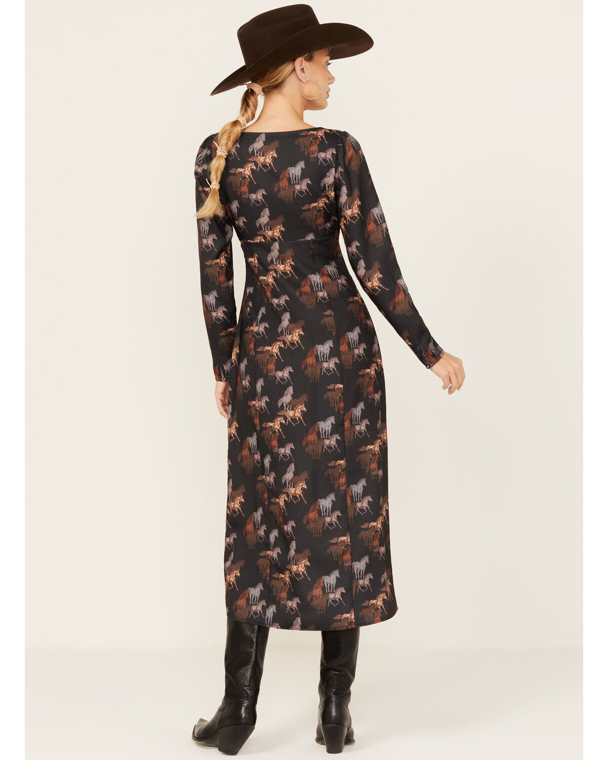 Rock & Roll Denim Women's Horse Print Midi Dress