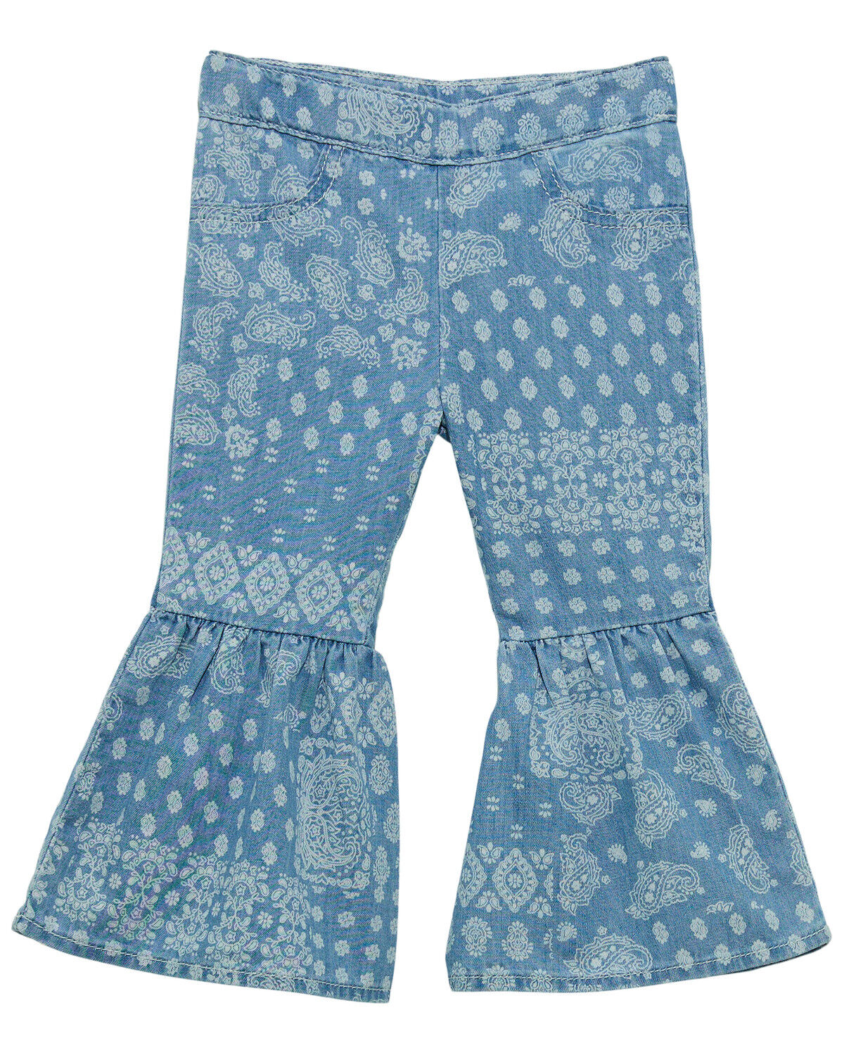 Wrangler Toddler Girls' Light Wash Bandana Print Flare Denim Jeans
