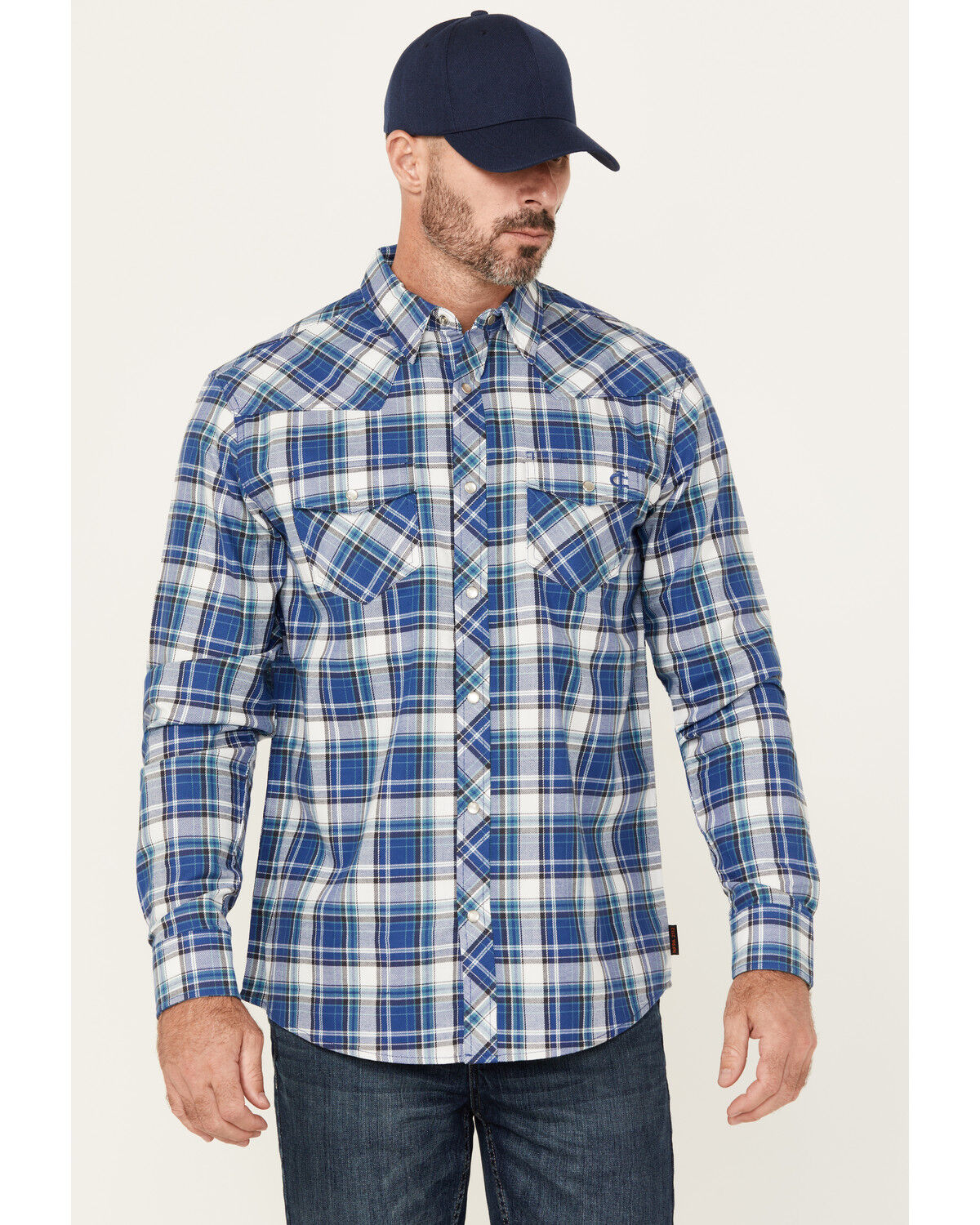 Cody James Men's FR Plaid Print Long Sleeve Pearl Snap Flannel Work Shirt