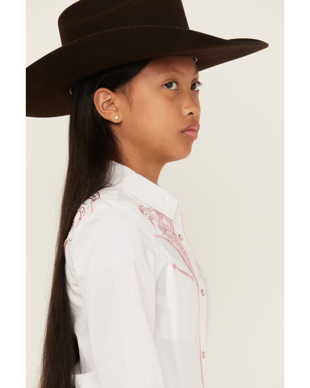 Rodeo Clothing Girls' Bedazzled Long Sleeve Pearl Snap Western Shirt