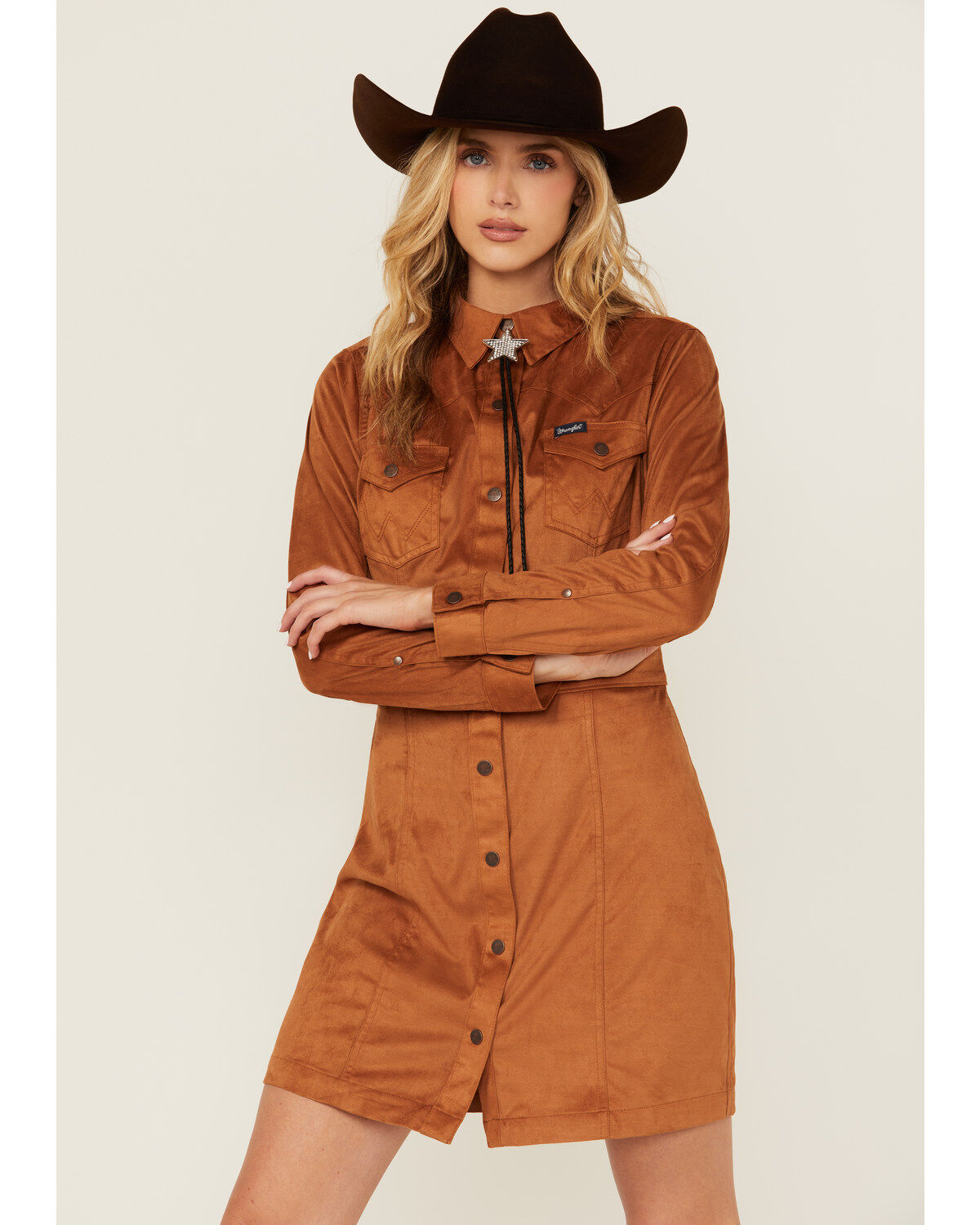Wrangler Retro Women's Suede Long Sleeve Mini Dress