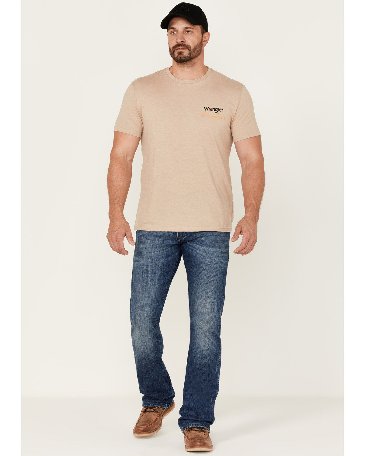Wrangler Men's Heathered Yellowstone Dutton Ranch Logo Graphic T-Shirt