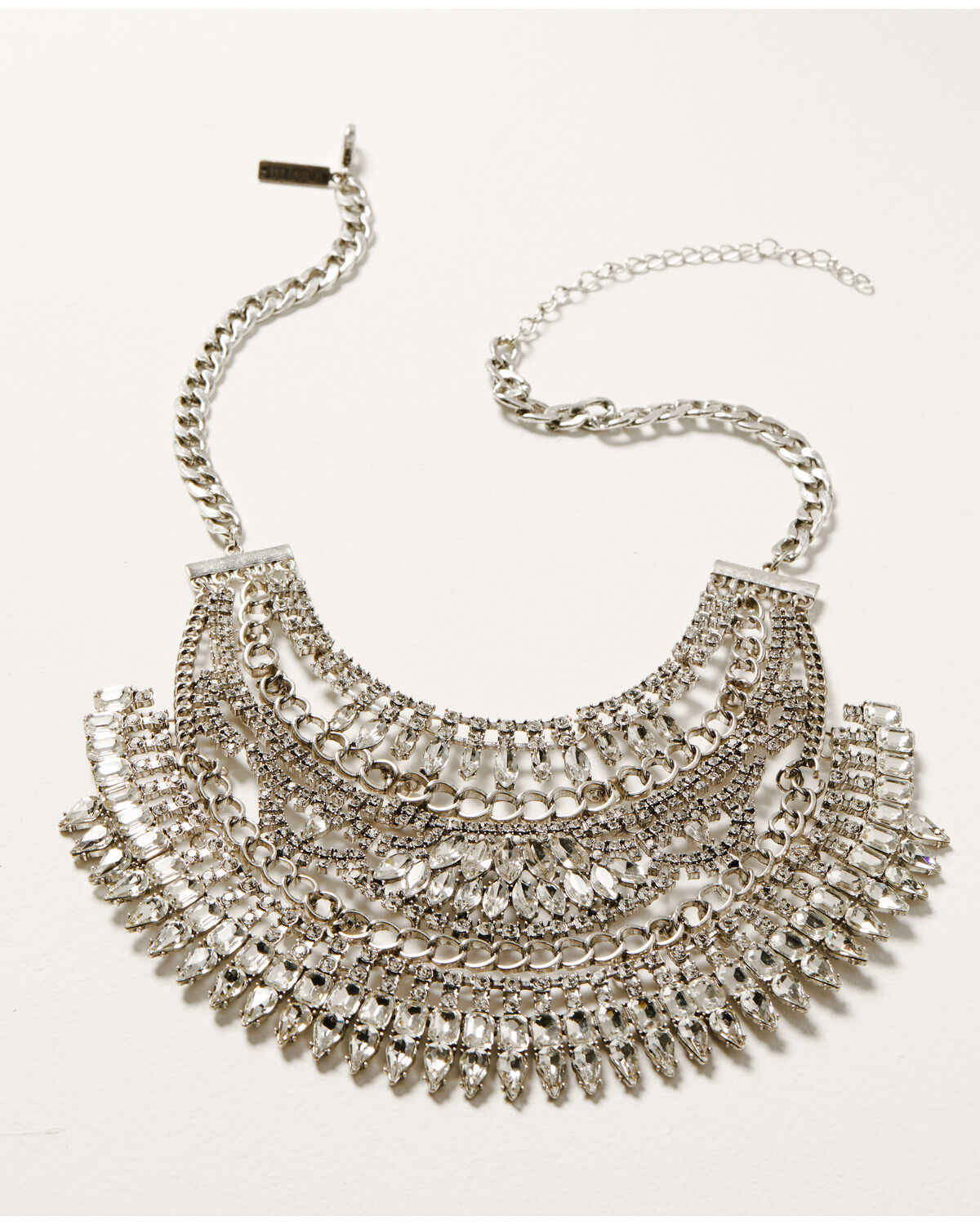 Wonderwest Women's Silver Statement Bib Necklace