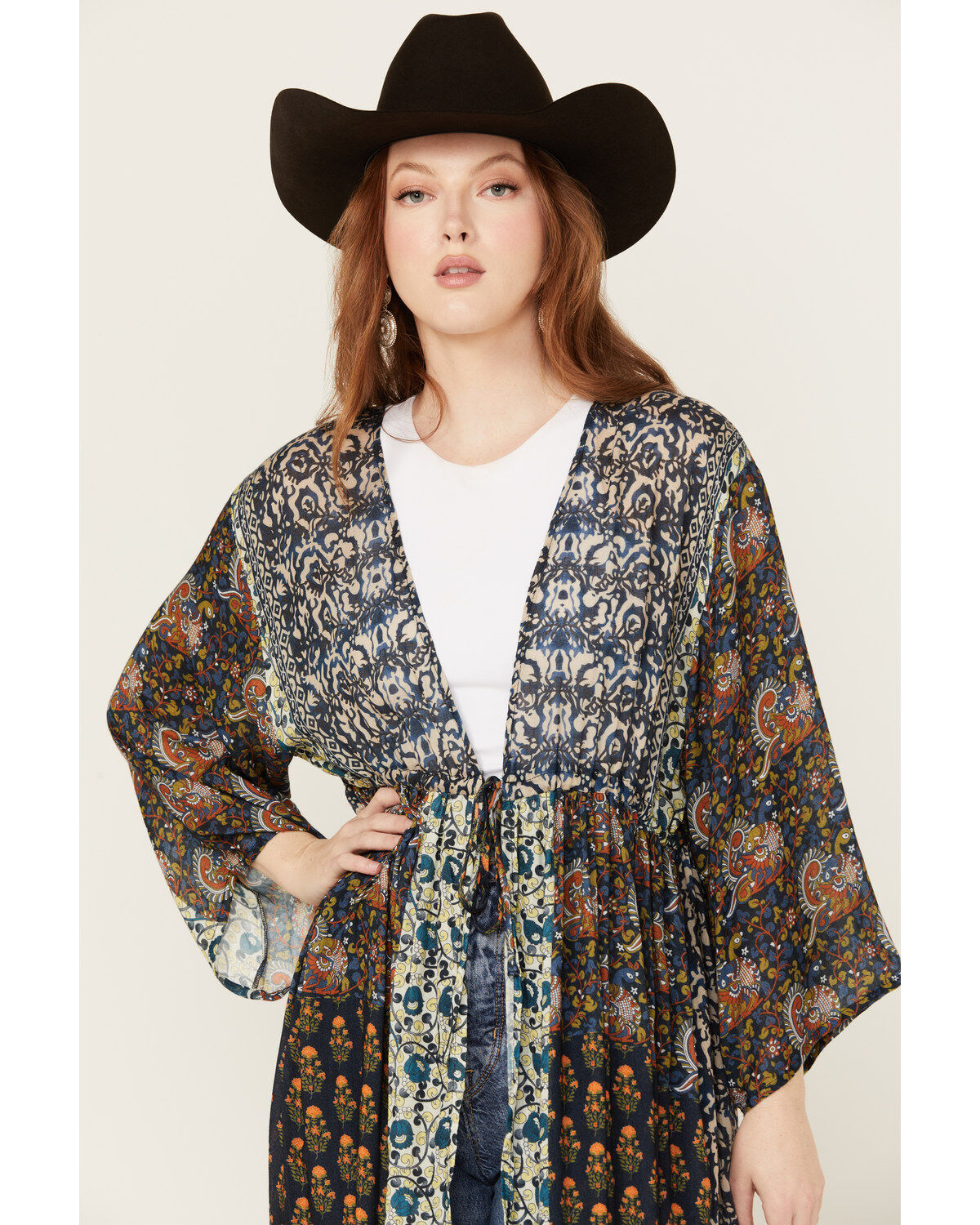 Free People Women's Long Geo Print Kimono