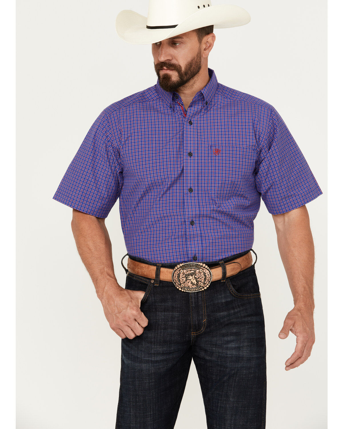 Ariat Men's Jameson Plaid Print Button-Down Short Sleeve Western Shirt