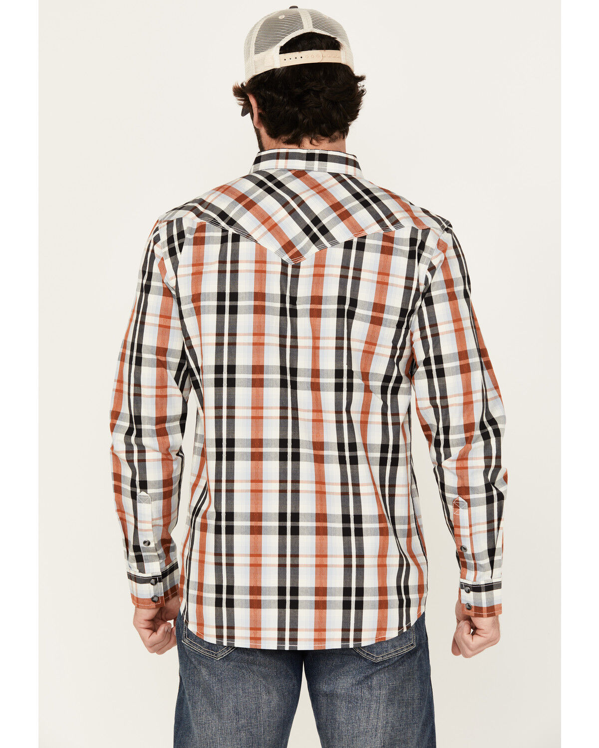 Moonshine Spirit Men's Fightin Plaid Print Long Sleeve Snap Western Shirt