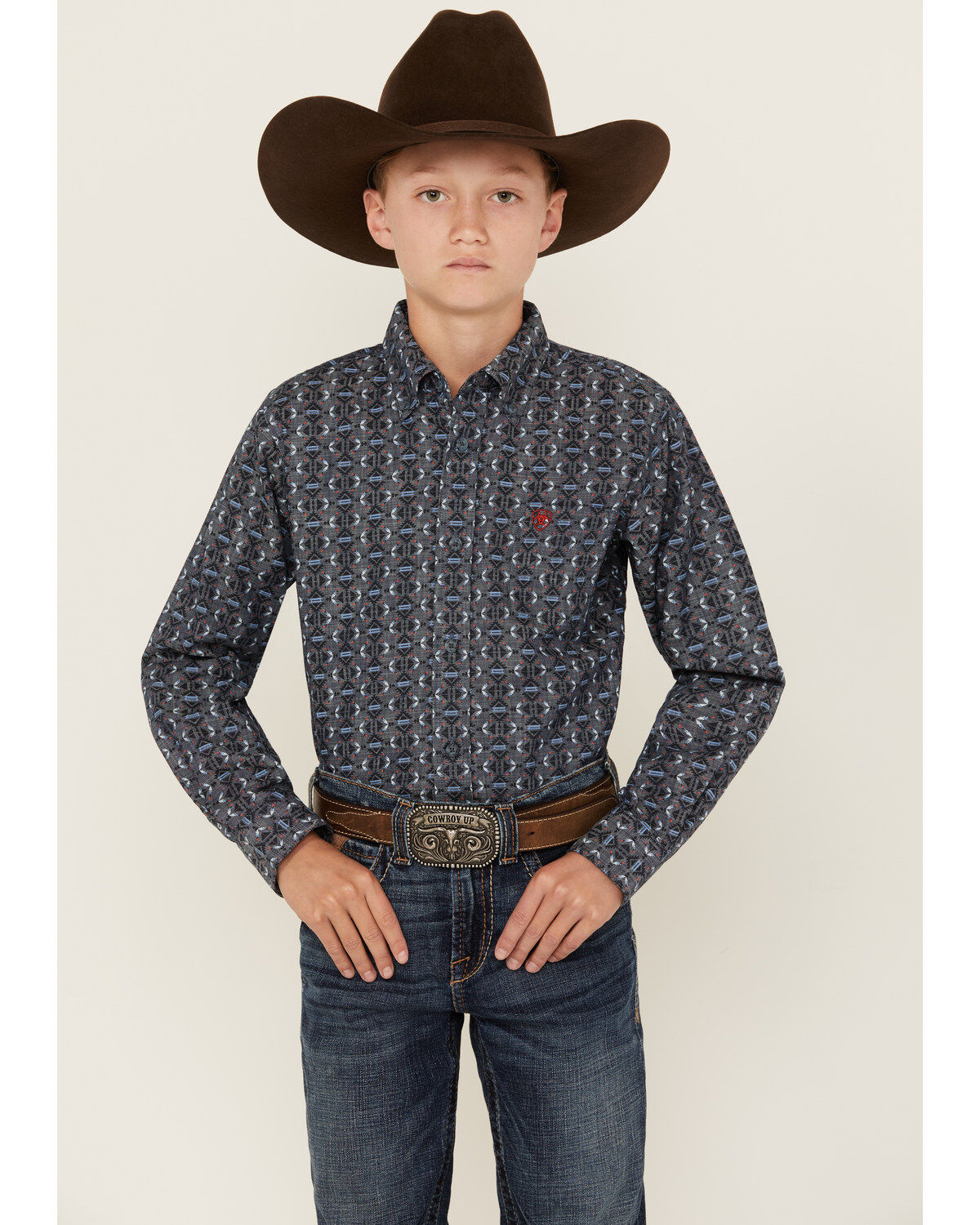 Ariat Boys' Classic Southwestern Print Long Button-Down Western Shirt