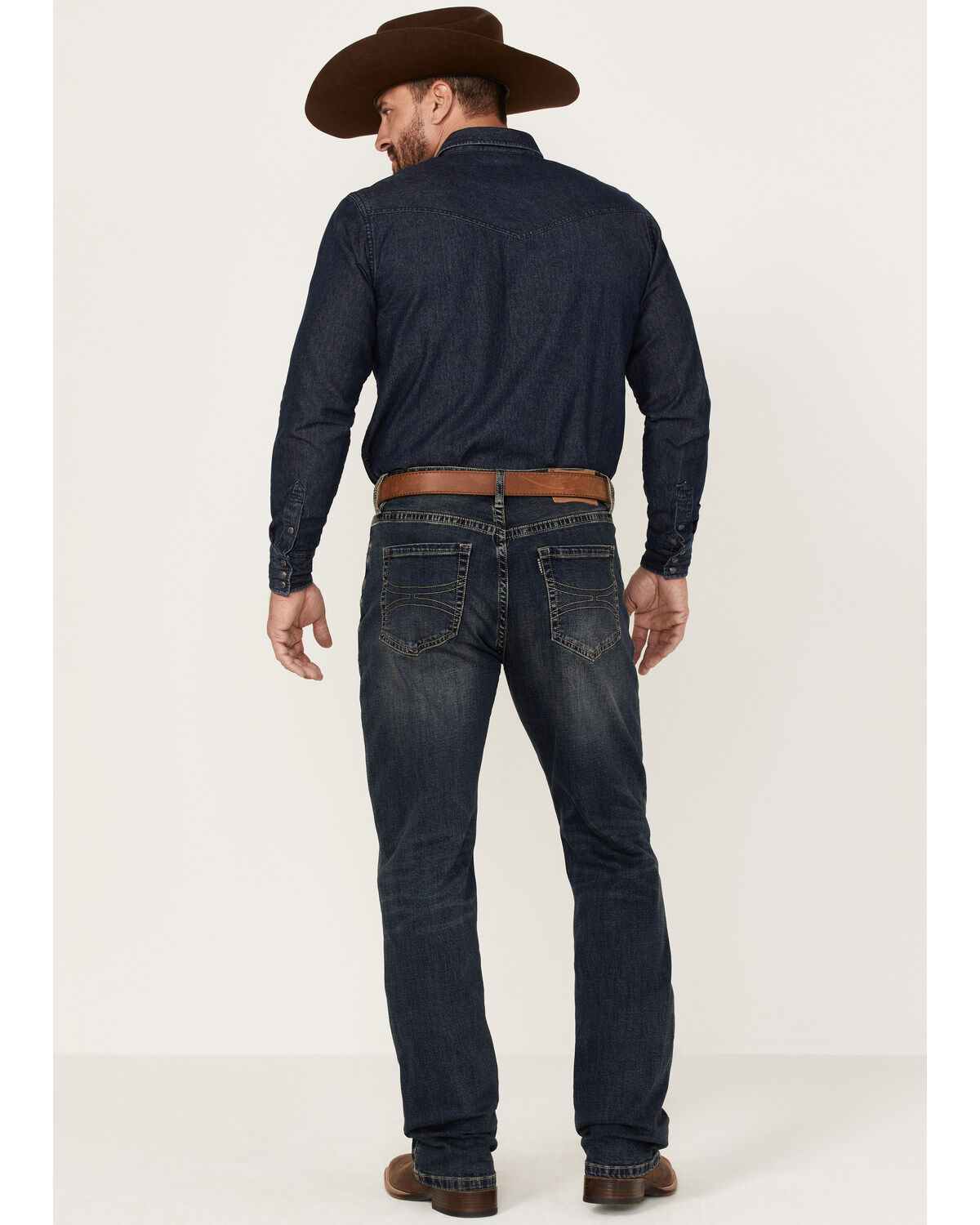 Hooey by Rock & Roll Denim Men's Dark Wash Double Barrel Reflex Stackable Bootcut Jeans