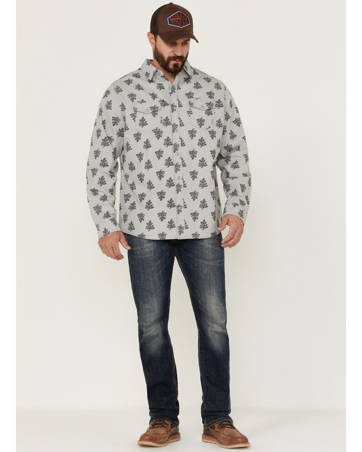 Brothers and Sons Men's All-Over Floral Print Long Sleeve Button Down Western Shirt