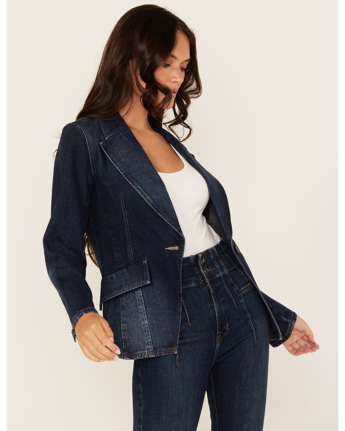 Boom Boom Jeans Women's Dark Wash Denim Blazer