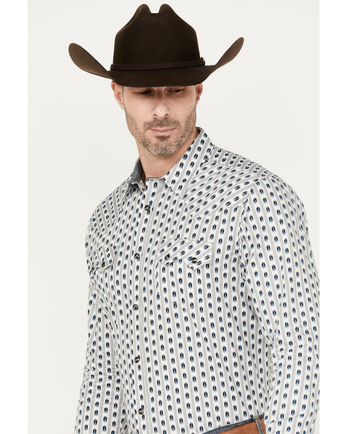 Cody James Men's Marietas Geo Striped Long Sleeve Western Snap Shirt