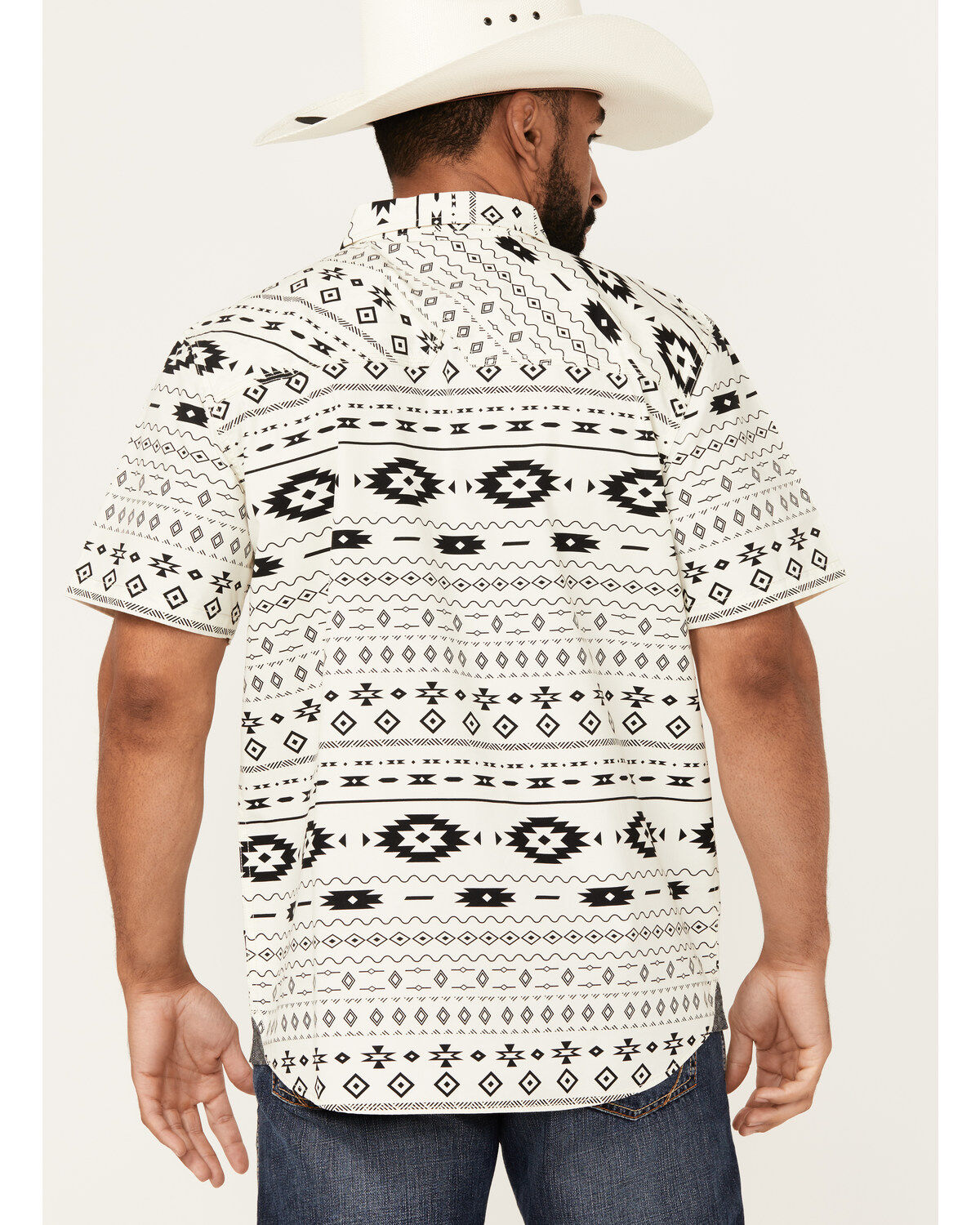 Moonshine Spirit Men's Dynamic Southwestern Striped Short Sleeve Snap Western Shirt