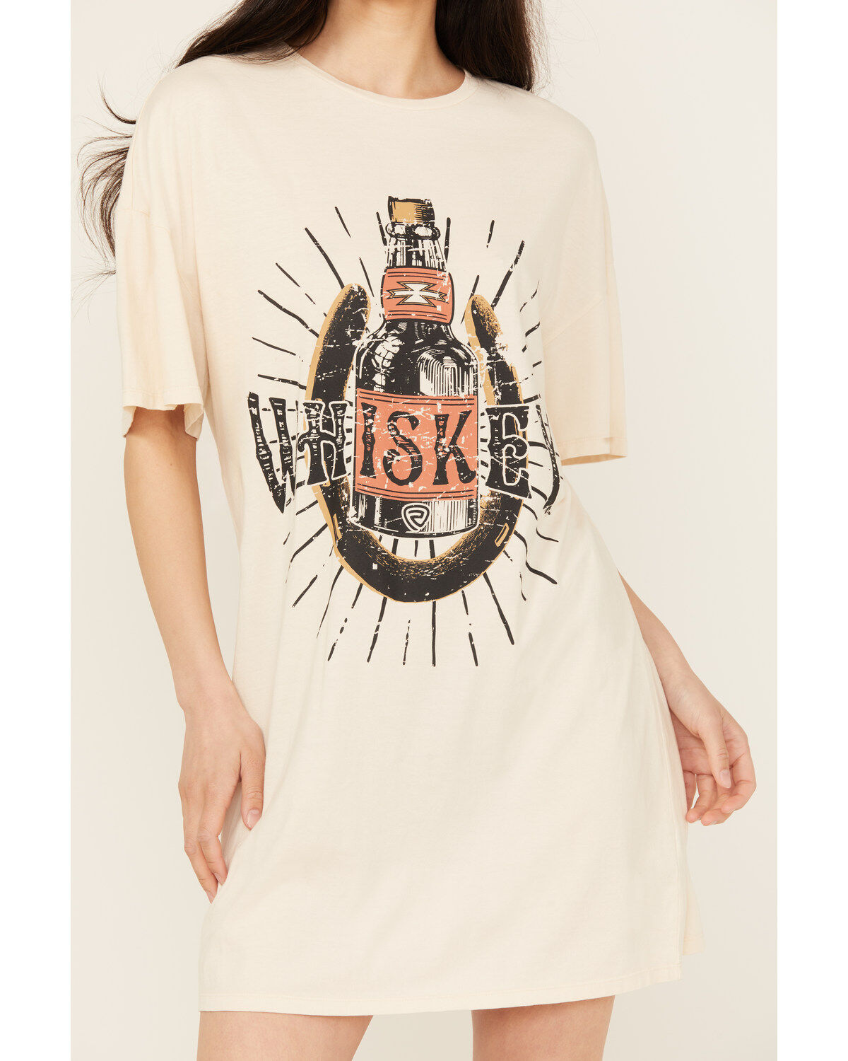 Rock & Roll Denim Women's Whiskey Graphic Short Sleeve T-Shirt Mini Dress
