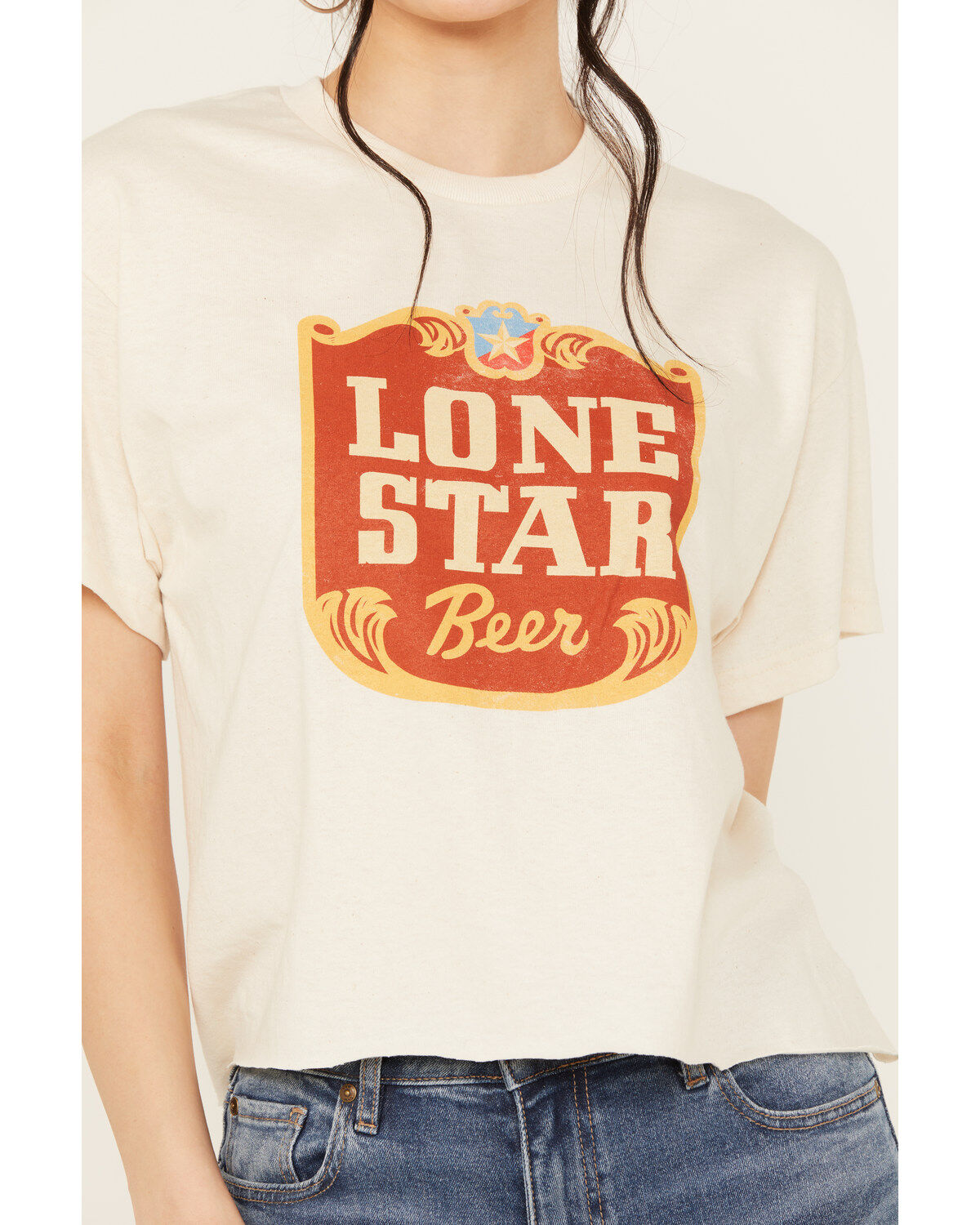 Brew City Beer Gear Women's Lone Star Cropped Short Sleeve Graphic Tee