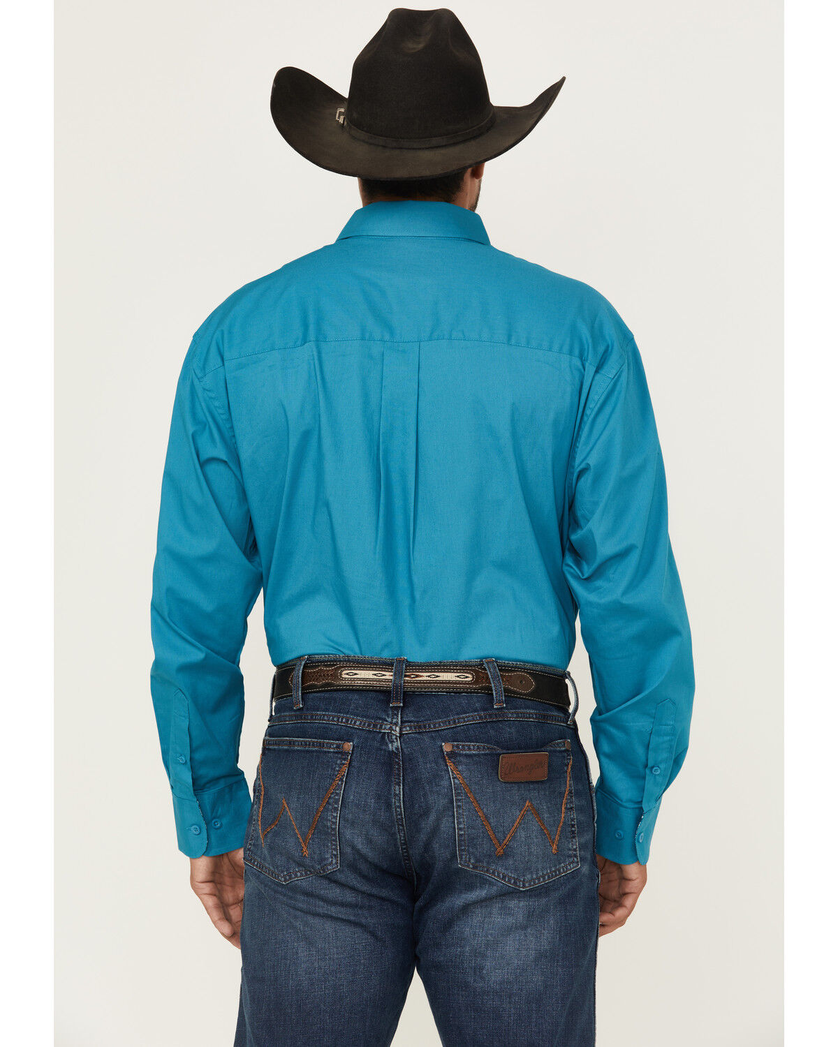 George Strait by Wrangler Men's Solid Long Sleeve Button-Down Stretch Western Shirt - Big