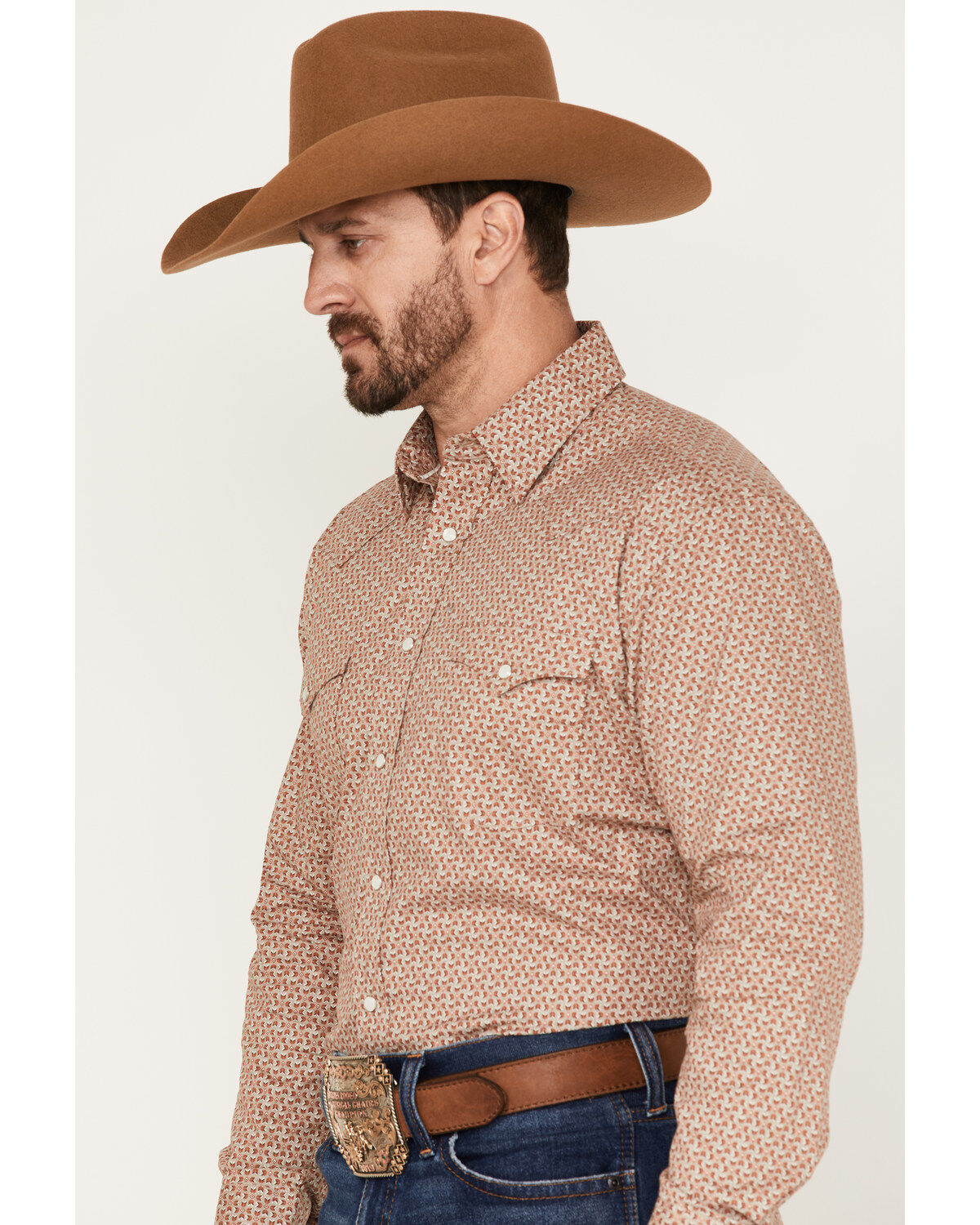 Rough Stock by Panhandle Men's Geo Print Long Sleeve Stretch Western Shirt