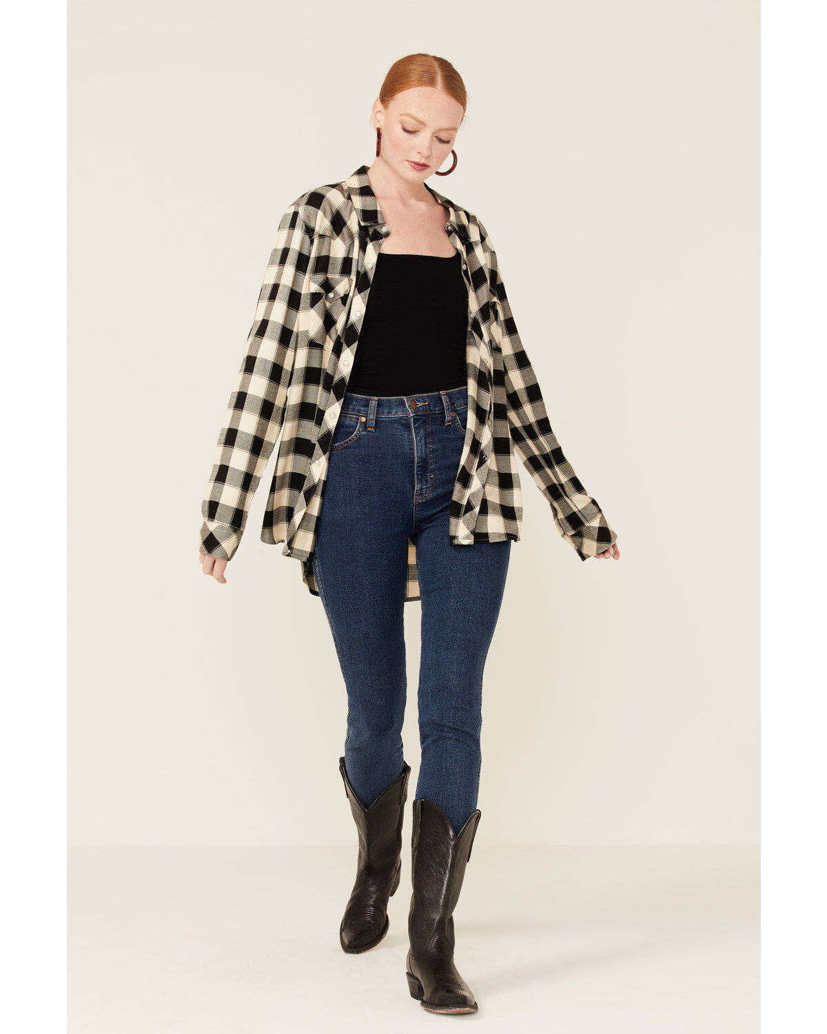 Stetson Women's Buffalo Plaid Print Long Sleeve Pearl Snap Shirt