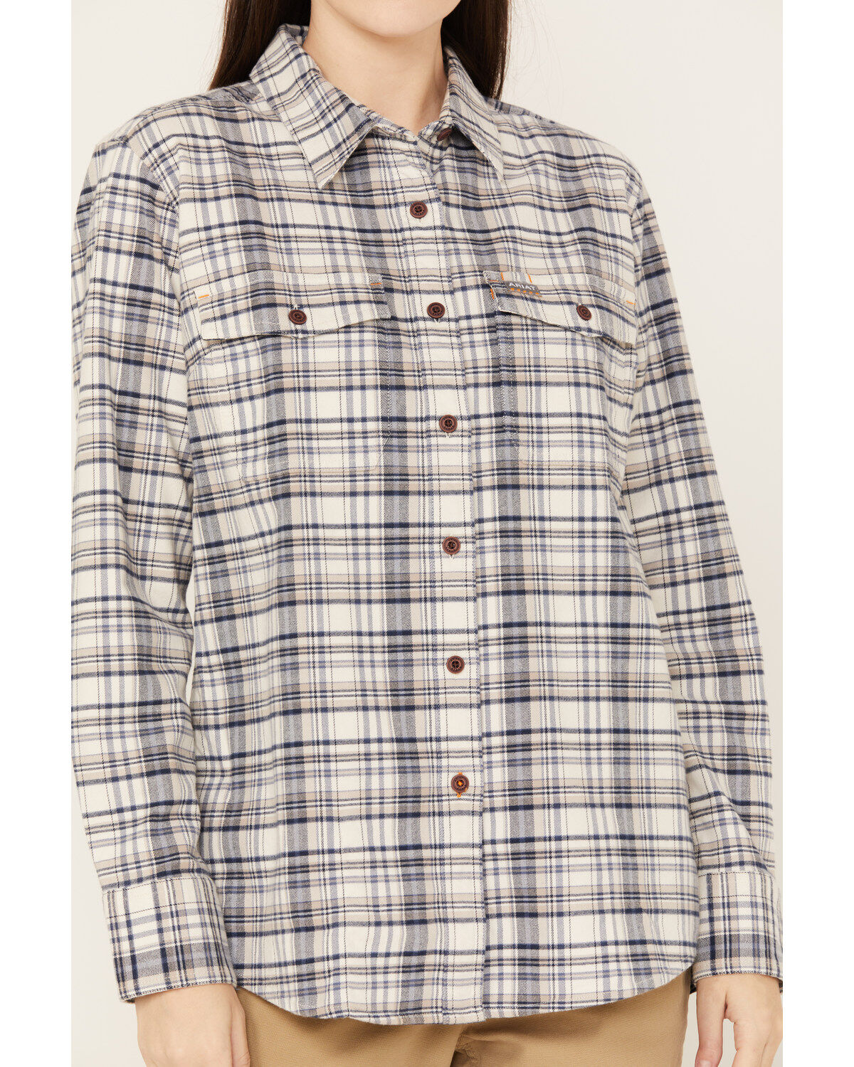 Ariat Women's Rebar Flannel Long Sleeve Button Down Plaid Print Work Shirt
