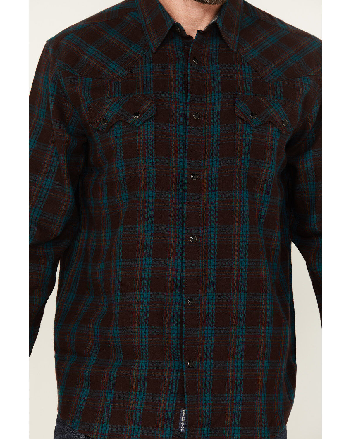 Moonshine Spirit Men's Vineyard Plaid Print Long Sleeve Snap Western Shirt