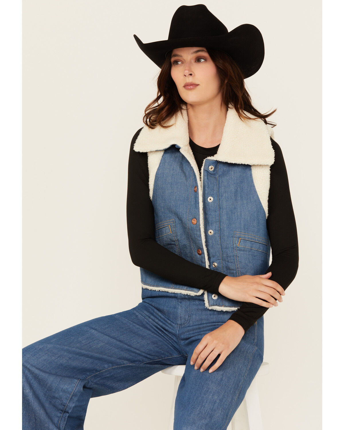 Wrangler Women's Sherpa Lined Denim Vest