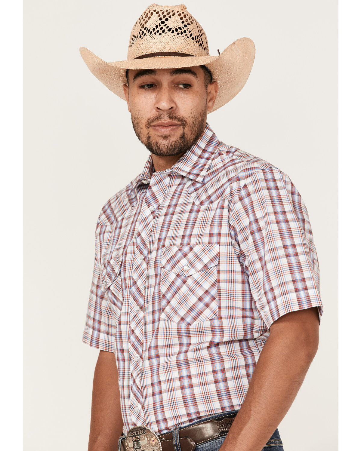 Roper Men's Classic Plaid Short Sleeve Pearl Snap Western Shirt