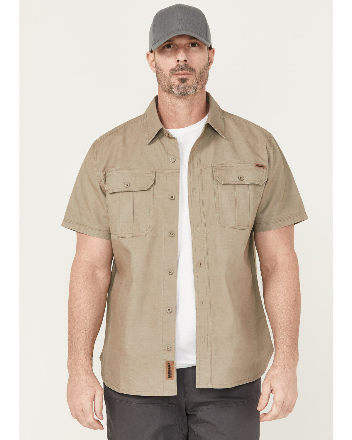 Lucky Brand Workwear Men's Slub Canvas Short Sleeve Button-Down Work Shirt