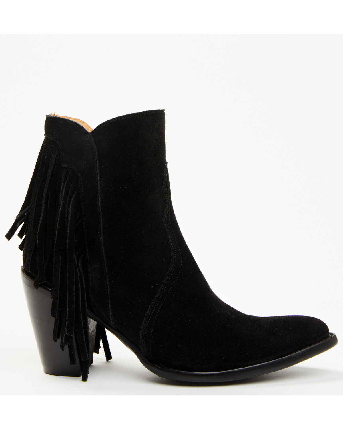 Lucchese Women's Maypop Fringe Side Zip-Up Booties - Round Toe