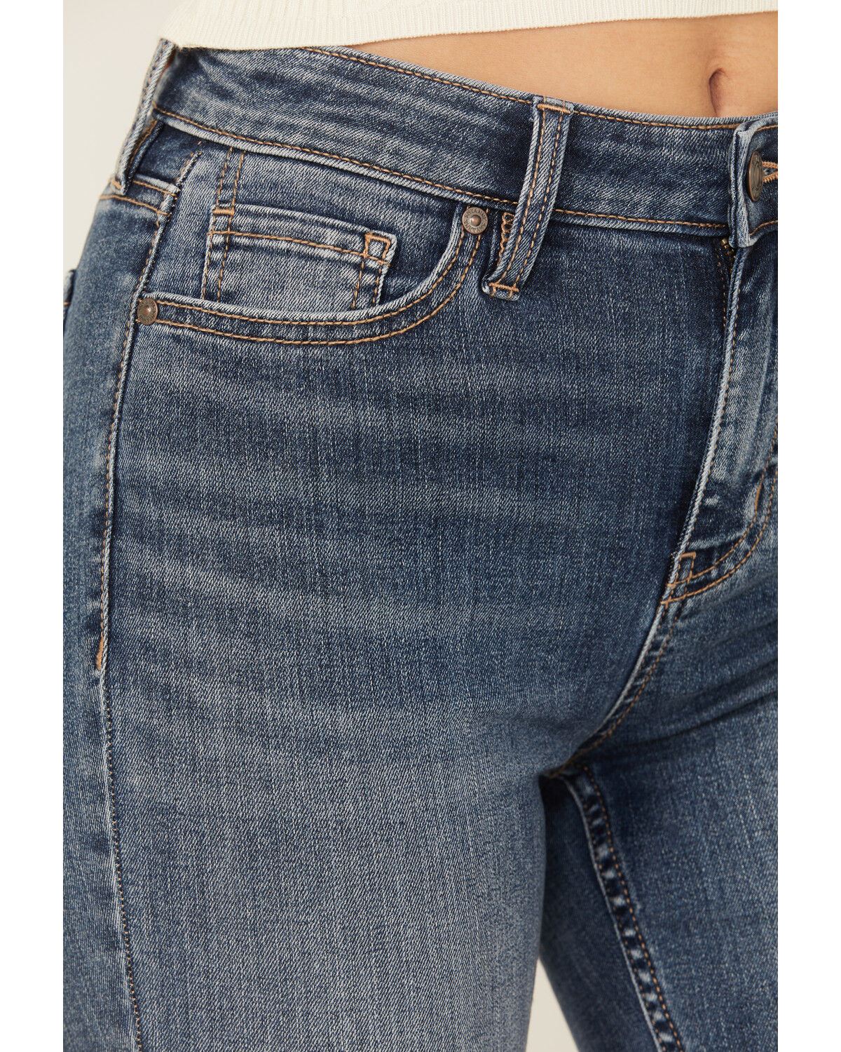 Shyanne Women's Celeste Medium Wash High Rise Bootcut Stretch Denim Jeans