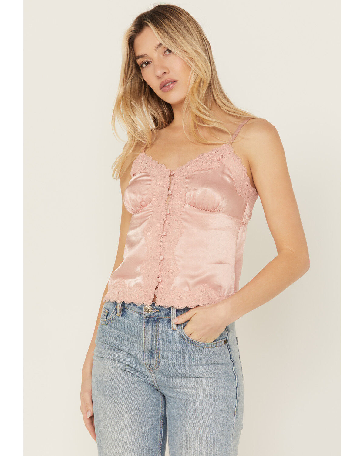 Shyanne Women's Lace Trim Satin Cami