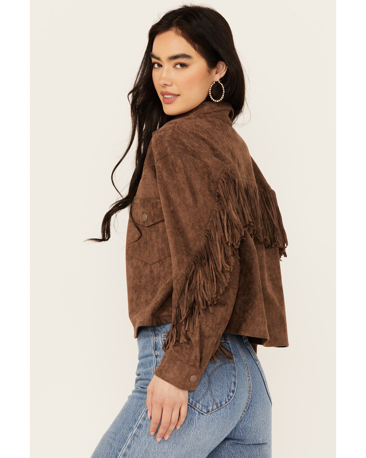 BLANKNYC Women's Faux Suede Fringe Jacket