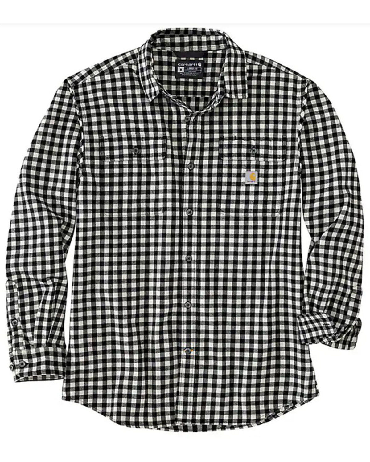Carhartt Men's Loose Fit Heavyweight Plaid Print Long Sleeve Button-Down Work Shirt