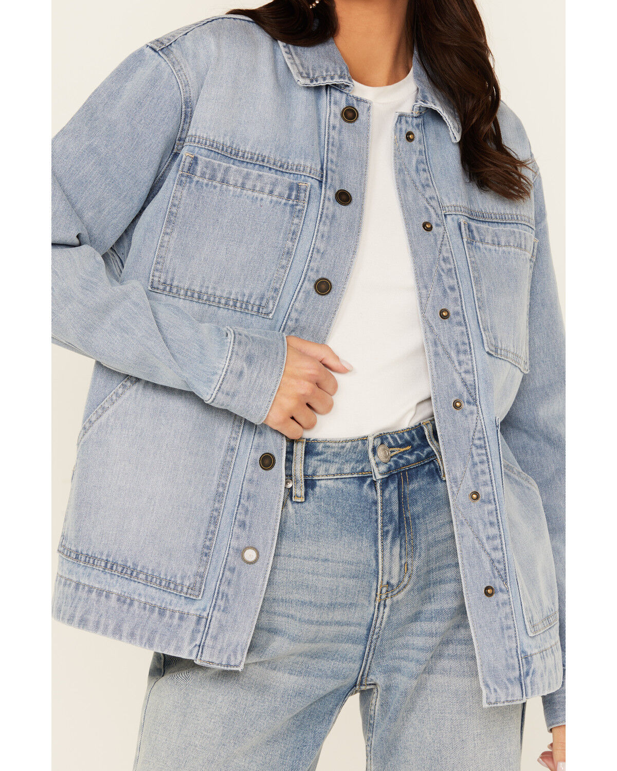 Cleo + Wolf Women's Lindon Light Wash Denim Shacket