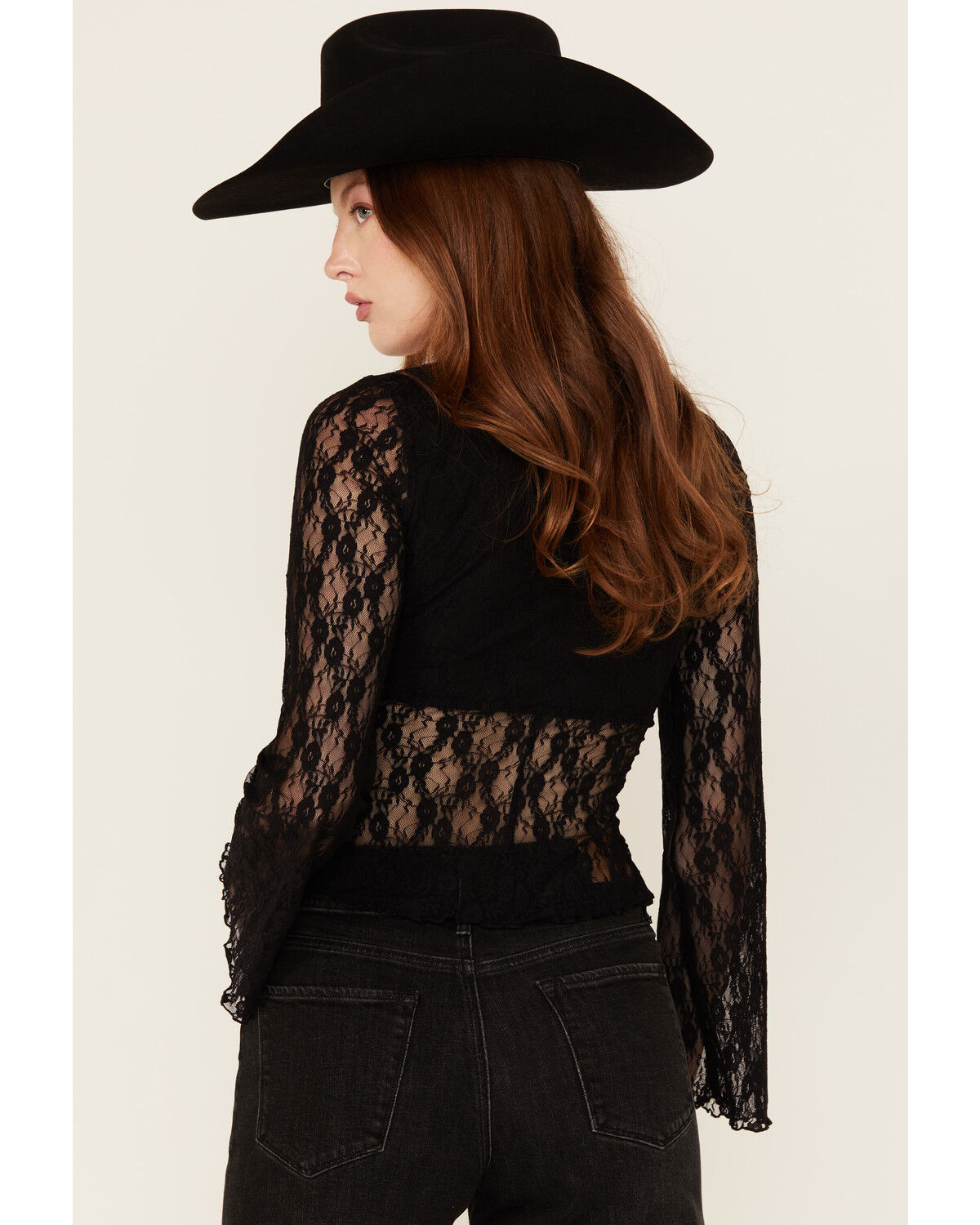 Ash & Violet Women's Lace Bell Long Sleeve Top