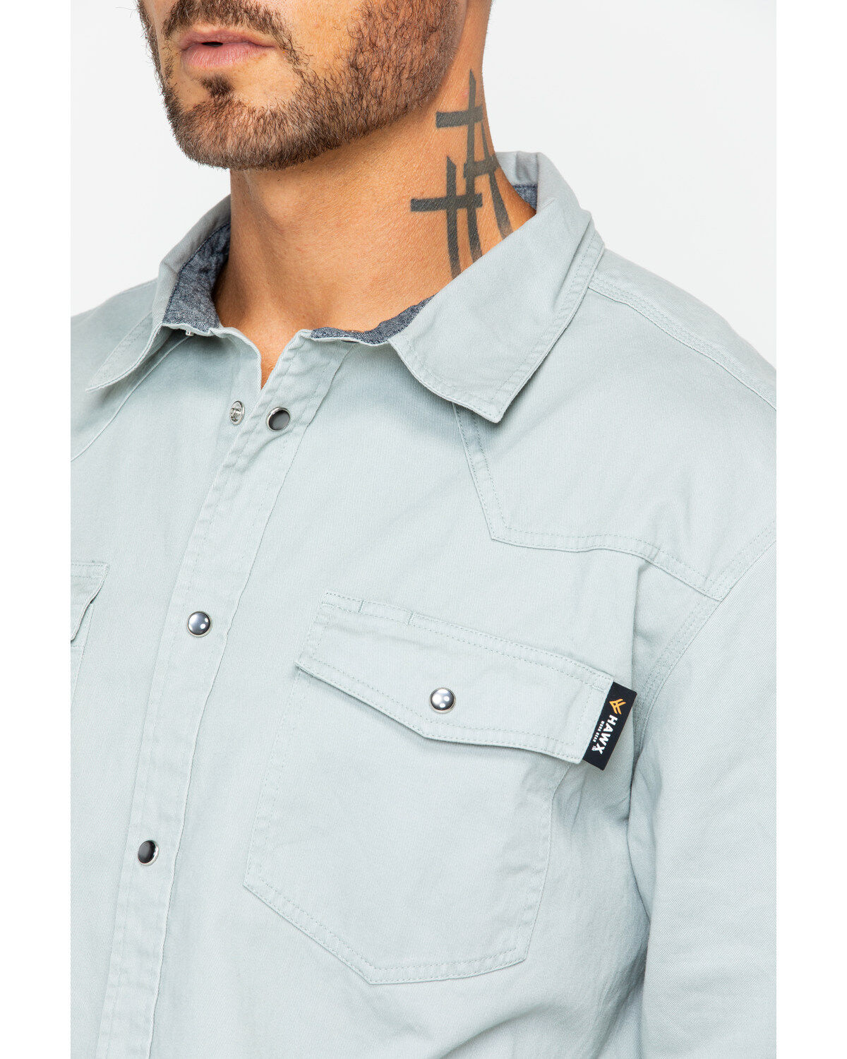 Hawx Men's Solid Twill Pearl Snap Long Sleeve Work Shirt