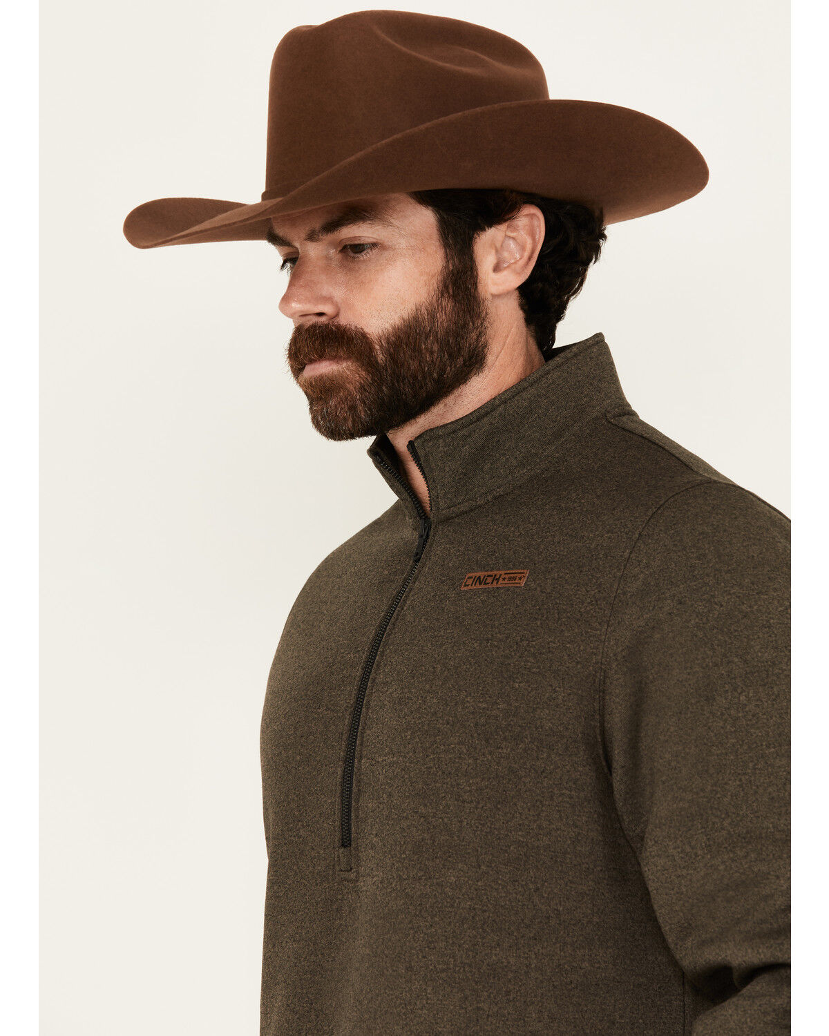Cinch Men's Solid Quarter Zip Long Sleeve Pullover
