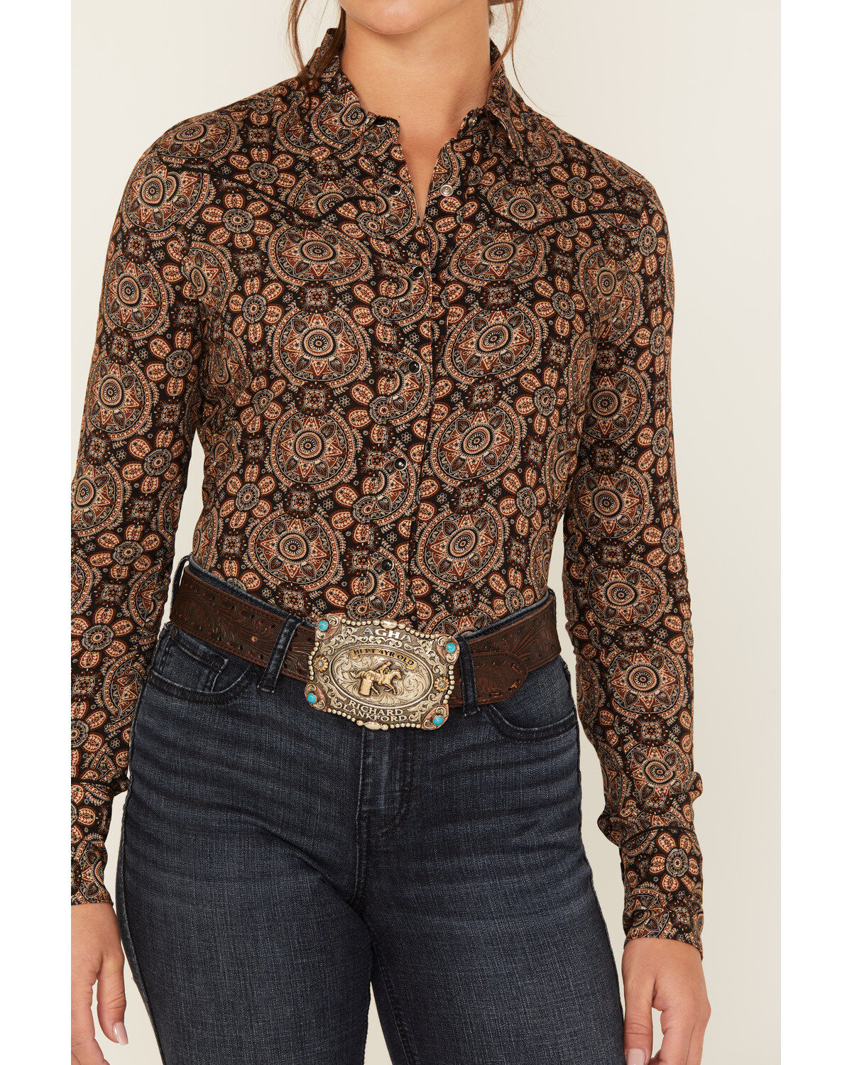 Stetson Women's Prairie Floral Print Long Sleeve Snap Western Shirt